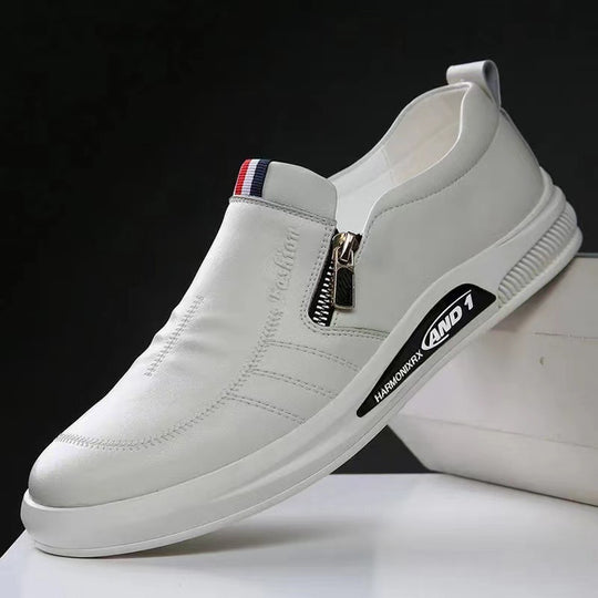 Herren Komfortable Slip-On Leder-Sneaker mit dezentem Reißverschluss und flexiblem Sohlenprofil EB