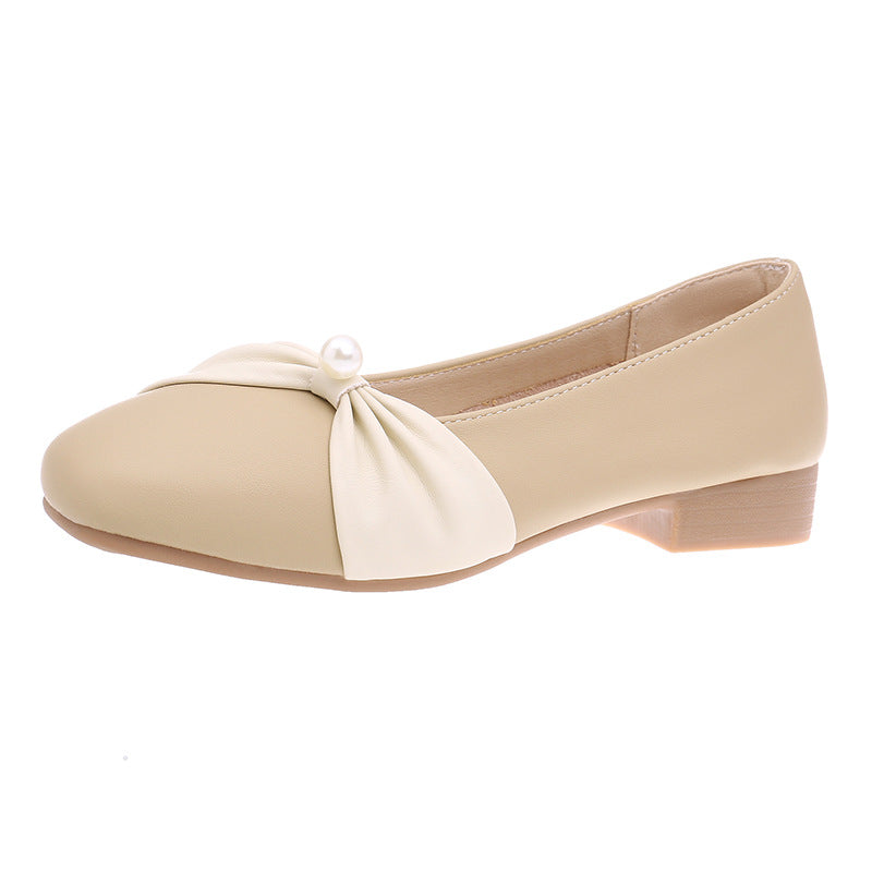 Damen elegante Ballerinas mit modischer Rüschendetail und Perlenakzent EB