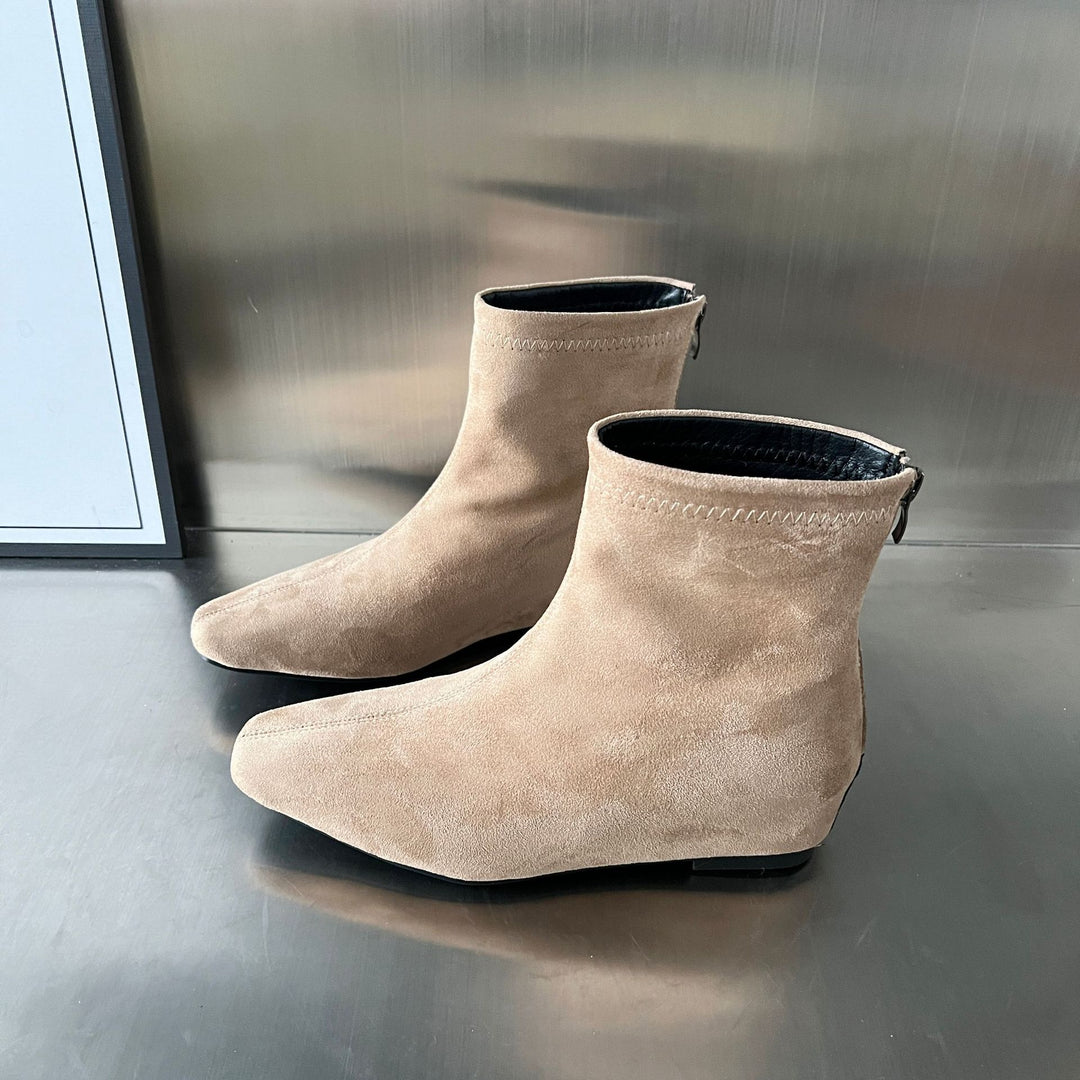 Damen Ankle Boots aus hochwertigem Wildleder mit dekorativem Reißverschluss EB