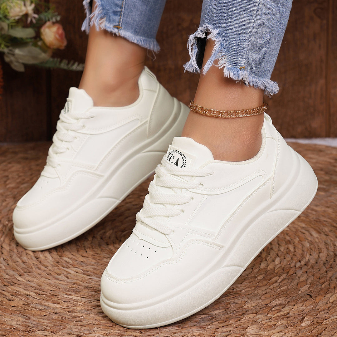 Damen Komfortable Sneakers mit dicker Laufsohle und modischem Design EB