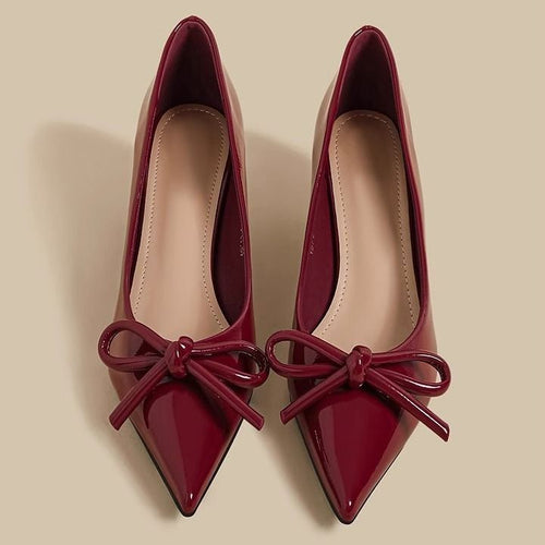 Damen Ballerinas mit spitzer Zehenform und dekorativem Schleifen-Detail EB