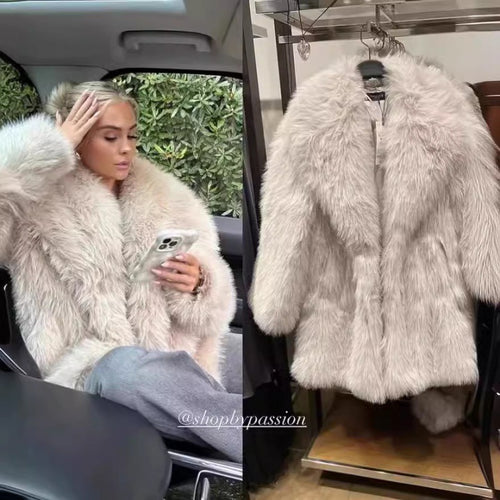 Damen Kuschelige Teddyjacke mit elegantem Revers und großzügigen Taschen EB