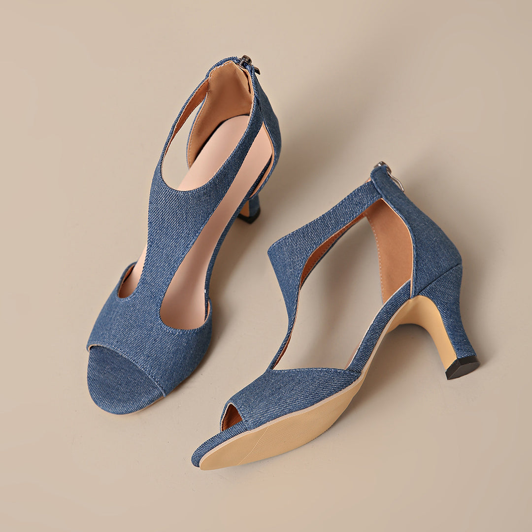 Damen Sandalen mit eleganter Cut-Out-Optik und modischem Absatz EB