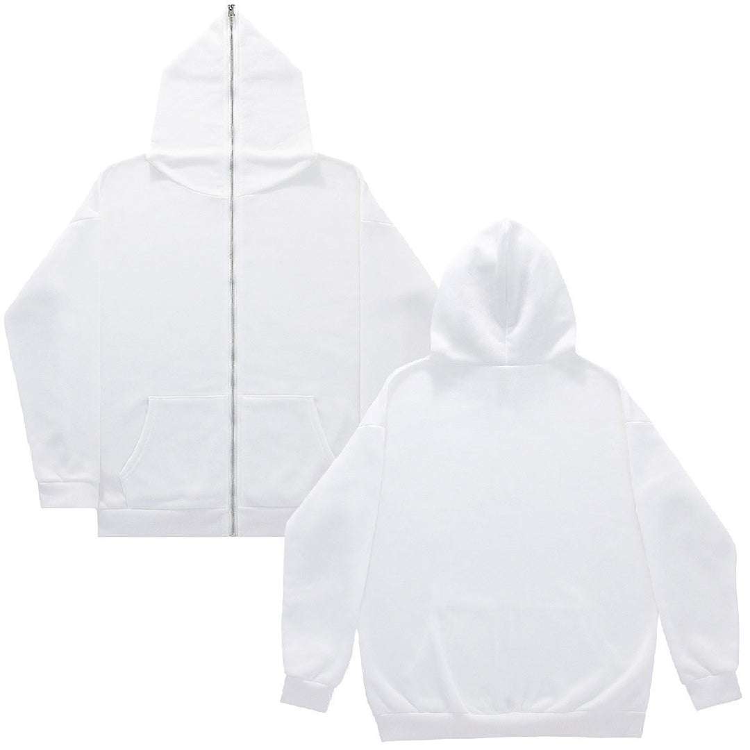 Unisex Zip-Hoodie mit durchgehendem Reißverschluss bis in spitze Kapuze, Kängurutasche und gerippten Bündchen EB