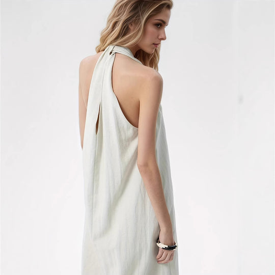 Damen Elegantes Maxikleid mit tiefem V-Ausschnitt und fließendem Stoff EB