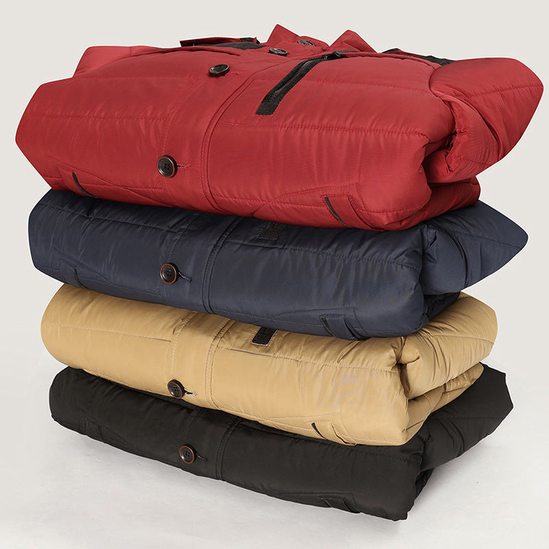 Herren Isolierter Steppparka mit Kunstfellkapuze, verdeckter Zip- und Druckknopfleiste EB