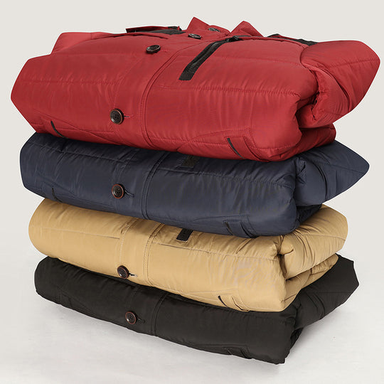 Herren Isolierter Steppparka mit Kunstfellkapuze, verdeckter Zip- und Druckknopfleiste EB