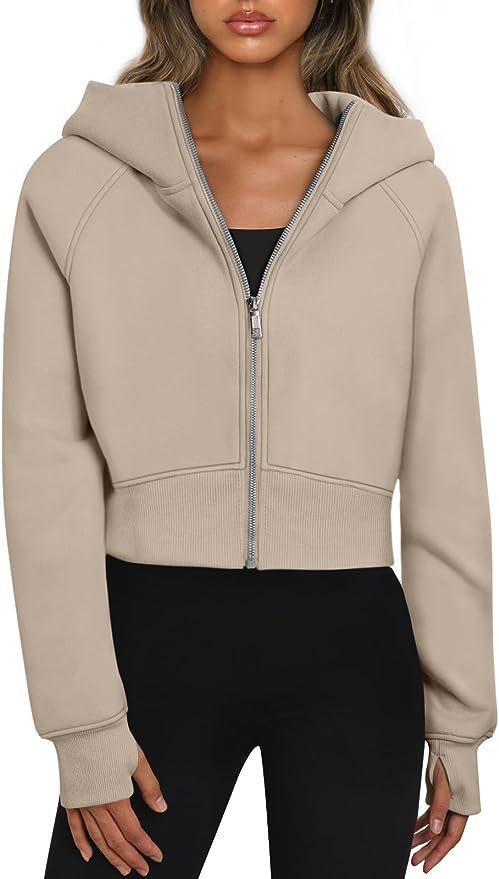 Damen Bequemer Kurzarm Kapuzenpullover mit Reißverschluss EB