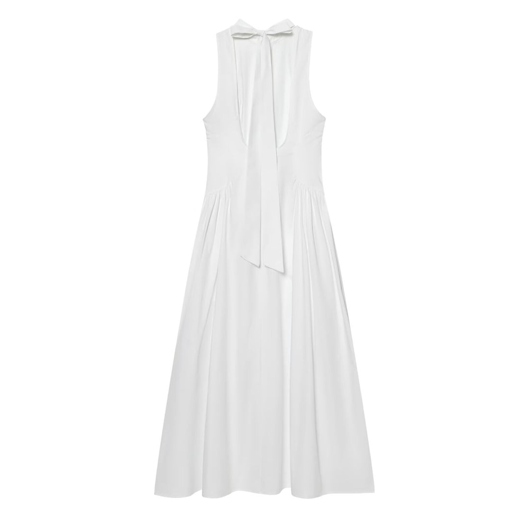 Damen Maxikleid mit elegantem Rundhalsdesign und fließendem Schnitt EB