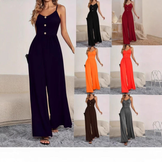 Damen Jumpsuit mit knöpfbarem Oberteil und weitem Bein EB