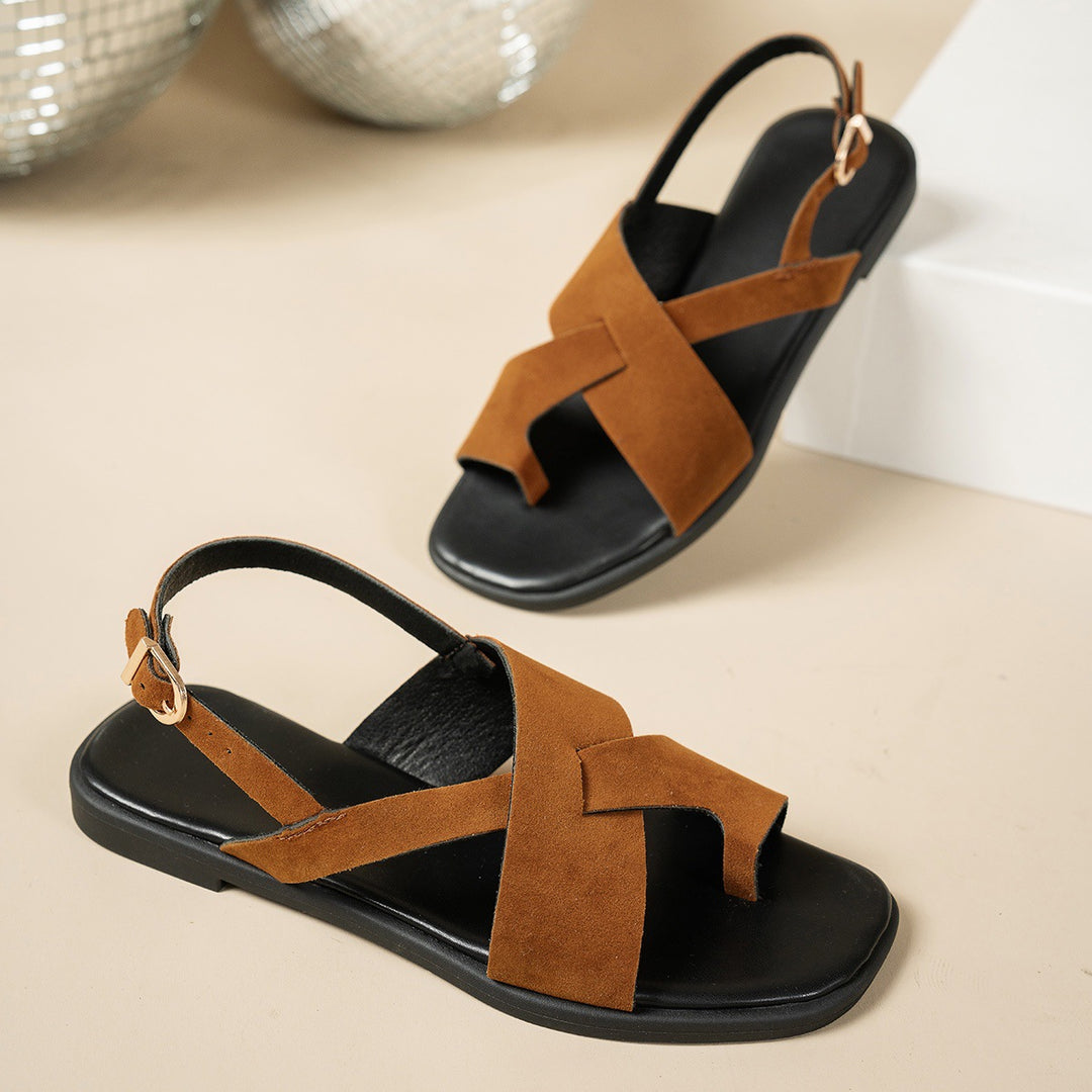 Damen Slingback Sandalen mit modischem Überkreuz-Riemendesign und komfortabler Sohle EB