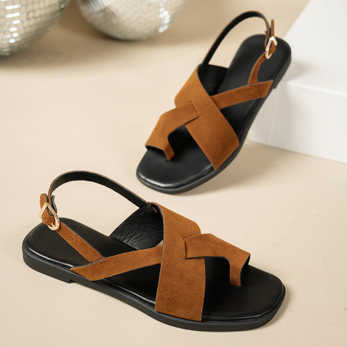 Damen Slingback Sandalen mit modischem Überkreuz-Riemendesign und komfortabler Sohle EB