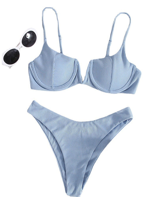 Damen Push-Up-Bikini mit elegantem Rippendesign EB