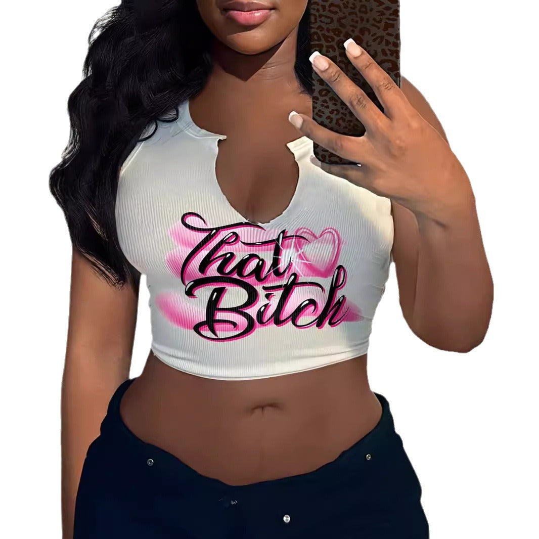 Damen Crop-Top mit auffälligem Schriftzug und lockerer Passform EB