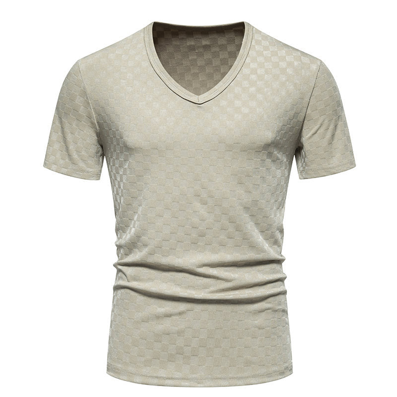 Herren V-Ausschnitt T-Shirt mit strukturiertem Muster EB