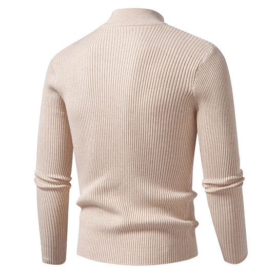Herren Rollkragenpullover aus hochwertiger Stretch-Wolle mit Rippstruktur EB