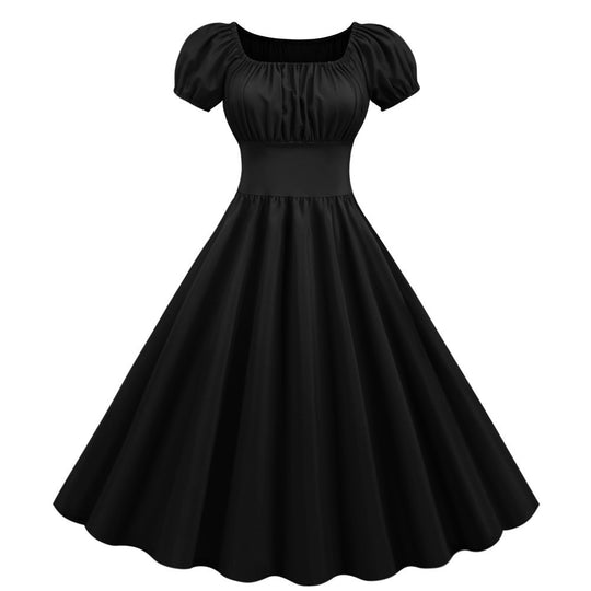 Damen A-Linien Kleid mit Puffärmeln und Taillierung EB