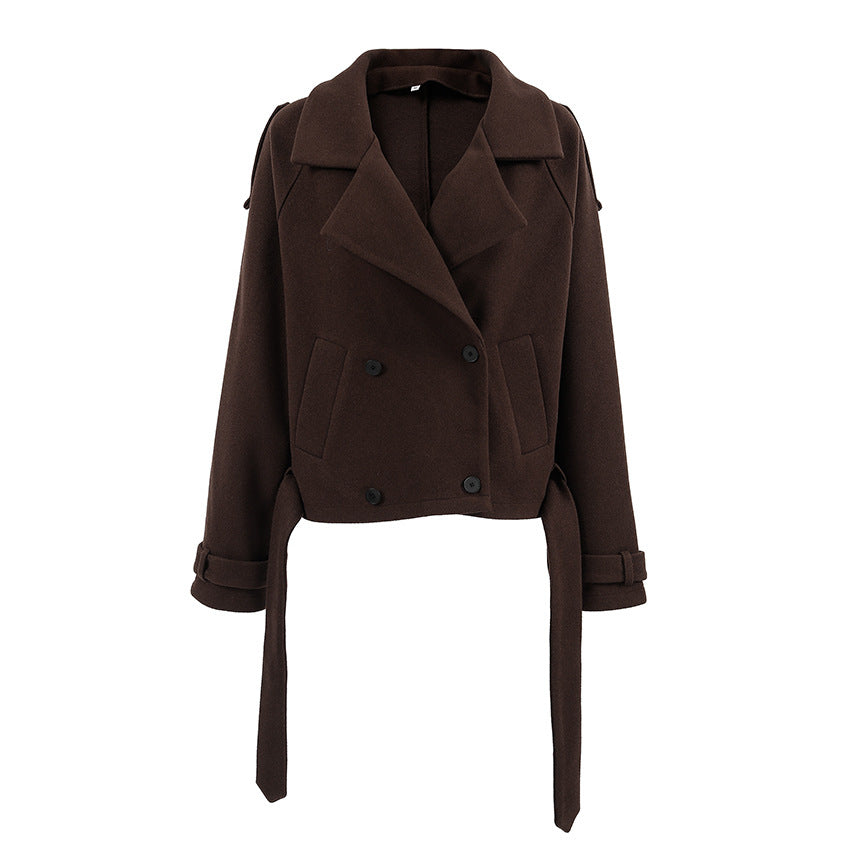 Damen elegante Oversized-Hochkragenjacke im minimalistischen Stil EB