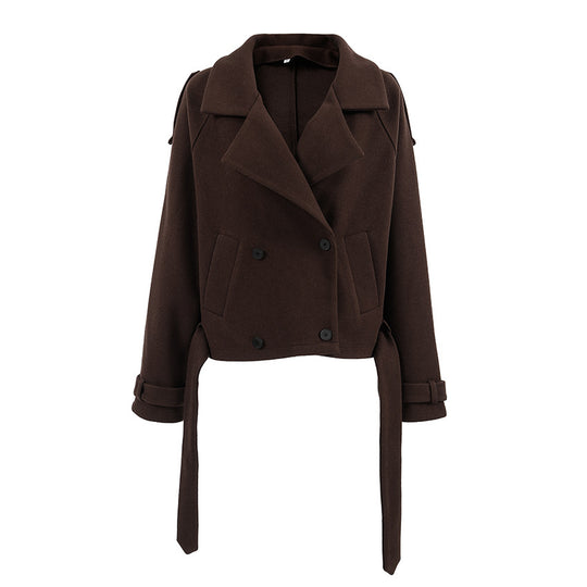 Damen elegante Oversized-Hochkragenjacke im minimalistischen Stil EB