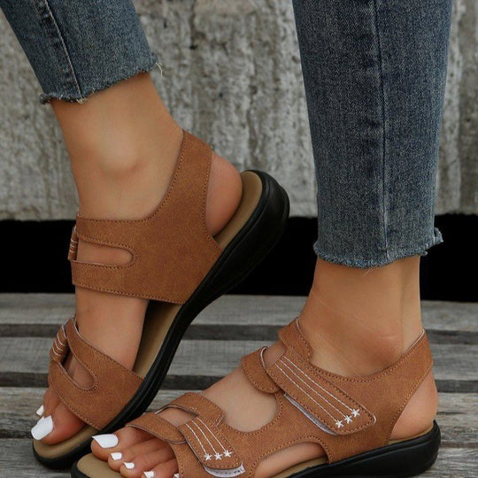 Damen Komfortable Sandalen mit verstellbaren Klettverschlüssen und anatomischem Fußbett EB