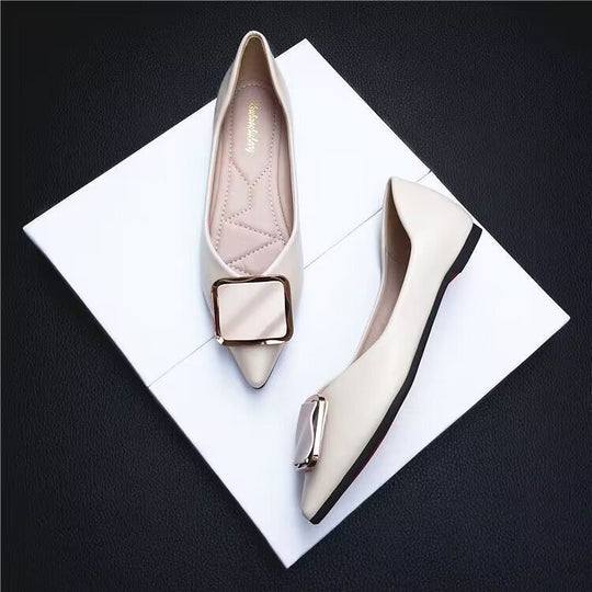 Damen Elegante Ballerinas mit modischer Schmuckschließe EB