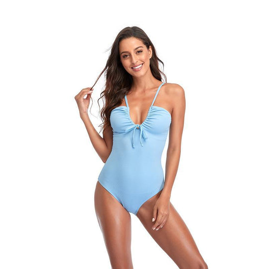 Damen Eleganter Einteiler Badeanzug mit verspieltem Knoten-Detail EB