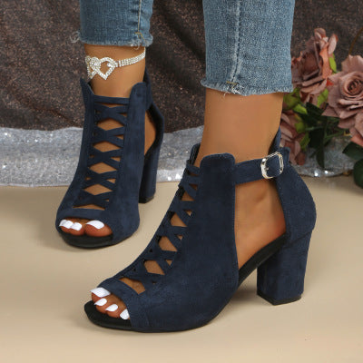 Damen Glamouröse High-Heels mit Strassverzierung und Blockabsatz EB