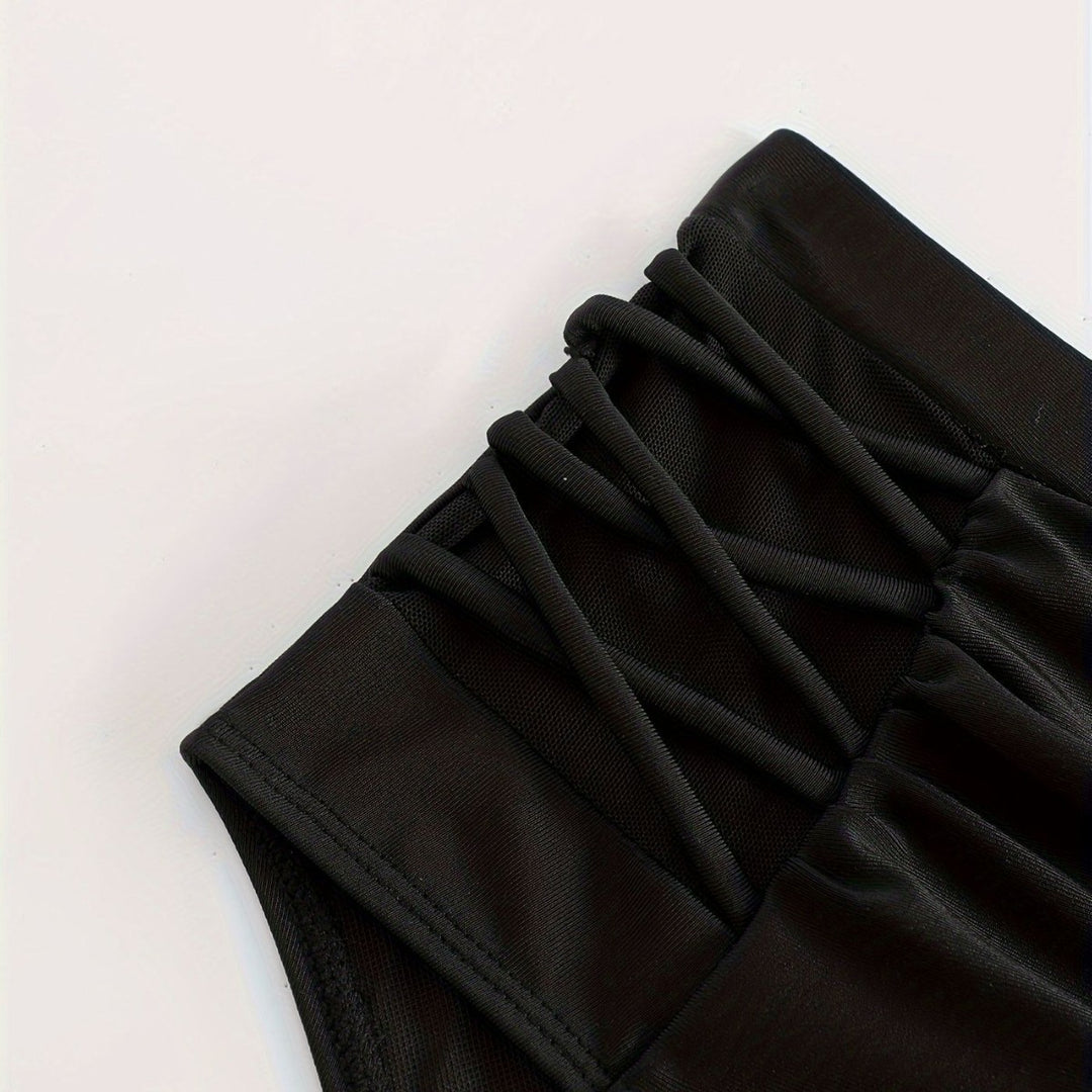 Damen High-Waist Bikinihose mit stilvollen Rüschendetails EB