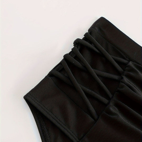 Damen High-Waist Bikinihose mit stilvollen Rüschendetails EB