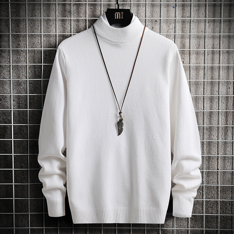 Herren nan Premium Stehkragenpullover aus feinem Baumwoll-Mix mit gerippten Bündchen und schmaler Silhouette EB