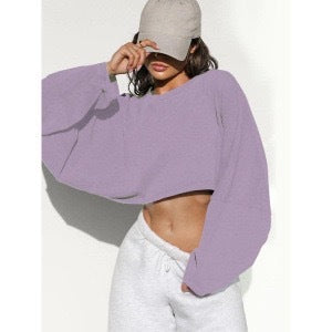 Damen lässiger Crop-Pullover EB