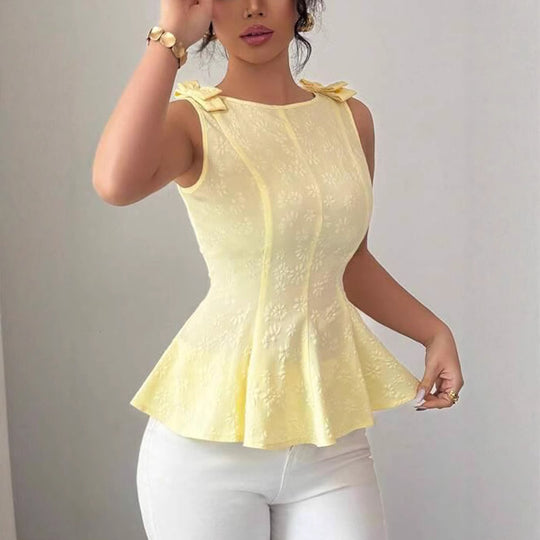 Damen Peplum-Top mit floralen Details EB