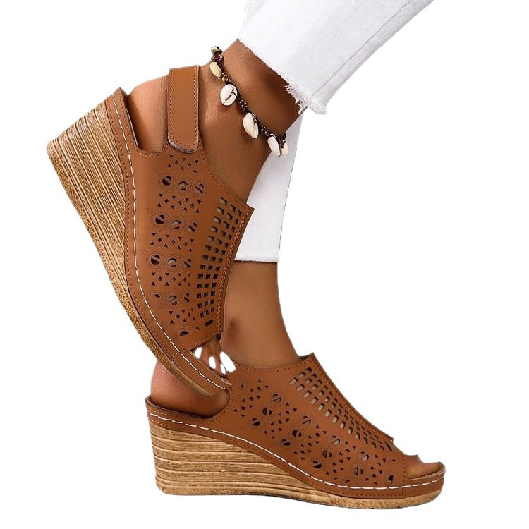 Damen Komfortable Wedge-Sandalen mit luftiger Netzstruktur EB