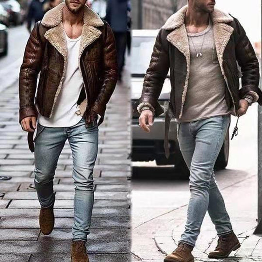 Herren jacke mit schickem Kunstfellkragen EB