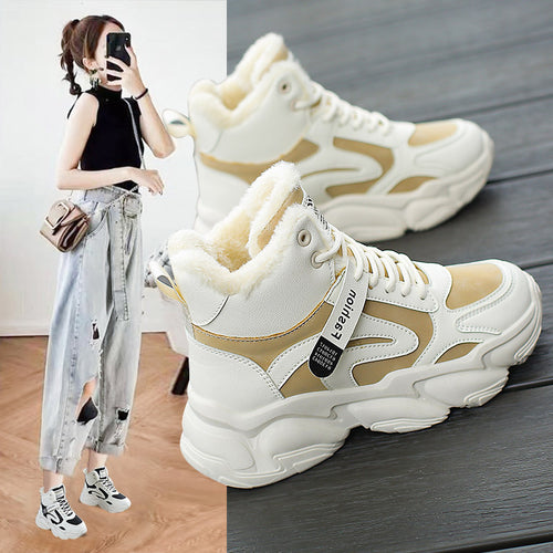 Damen Warme High-Top Sneakers mit isolierendem Innenfutter und rutschfester Sohle EB
