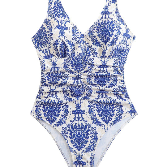 Damen eleganter Einteiler Badeanzug mit romantischem Blumenmuster EB