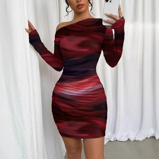 Damen Körperbetontes Mini-Kleid mit asymmetrischem Schnitt EB