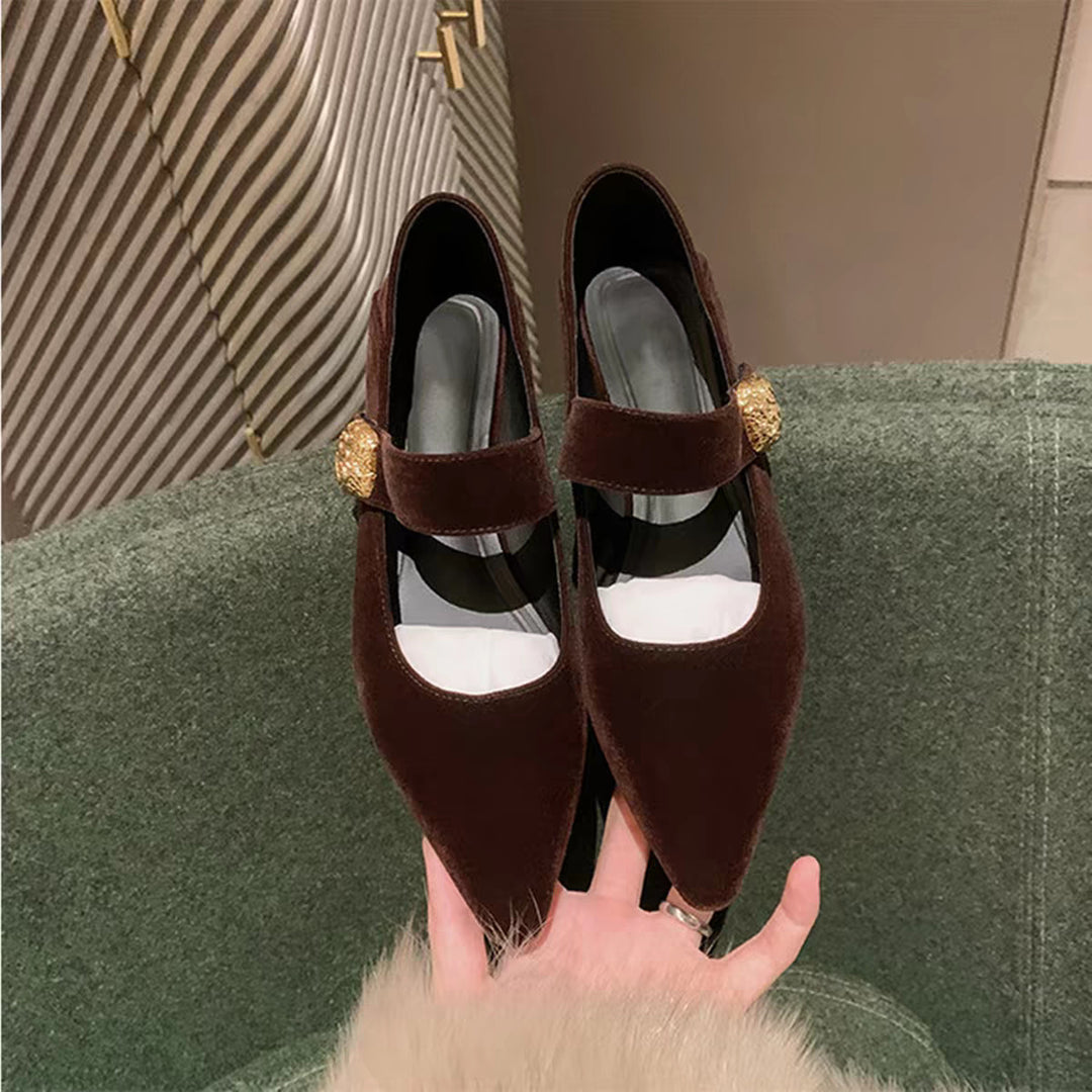 Damen modische Ballerinas mit elegantem Riemchen und luxuriöser Schnalle EB