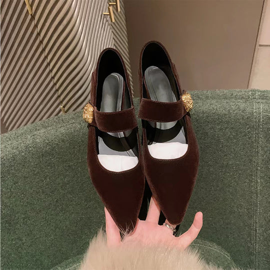 Damen modische Ballerinas mit elegantem Riemchen und luxuriöser Schnalle EB