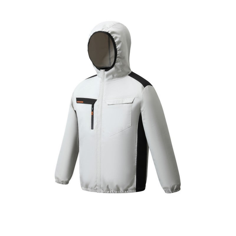 Herren nan belüftete Kühljacke mit mehreren integrierten USB-Lüftern, verstellbarer Kapuze und winddichtem Material EB