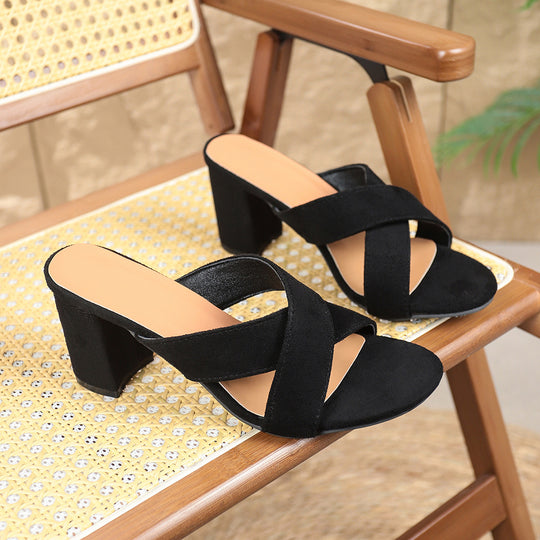 Damen modische Slingback-Sandalen mit raffiniertem Riemen-Design EB