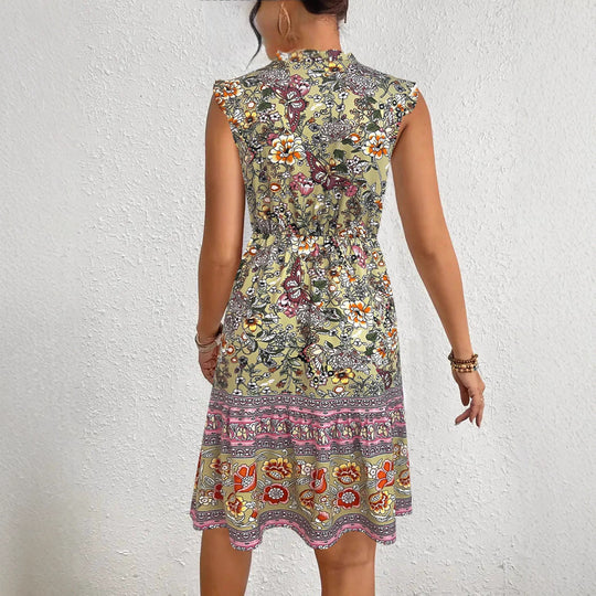 Damen Sommerliches Midikleid mit verspieltem Blumenmuster und lässigem Schnitt EB