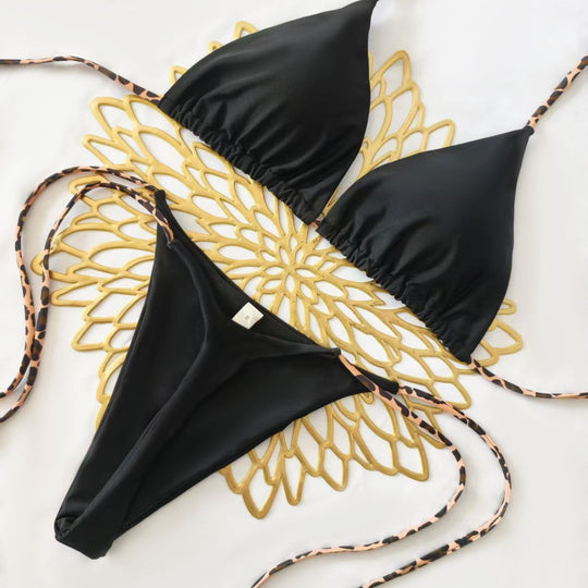 Damen Bikini-Set mit trendigem Animal-Print und modischem Schleifen-Detail EB