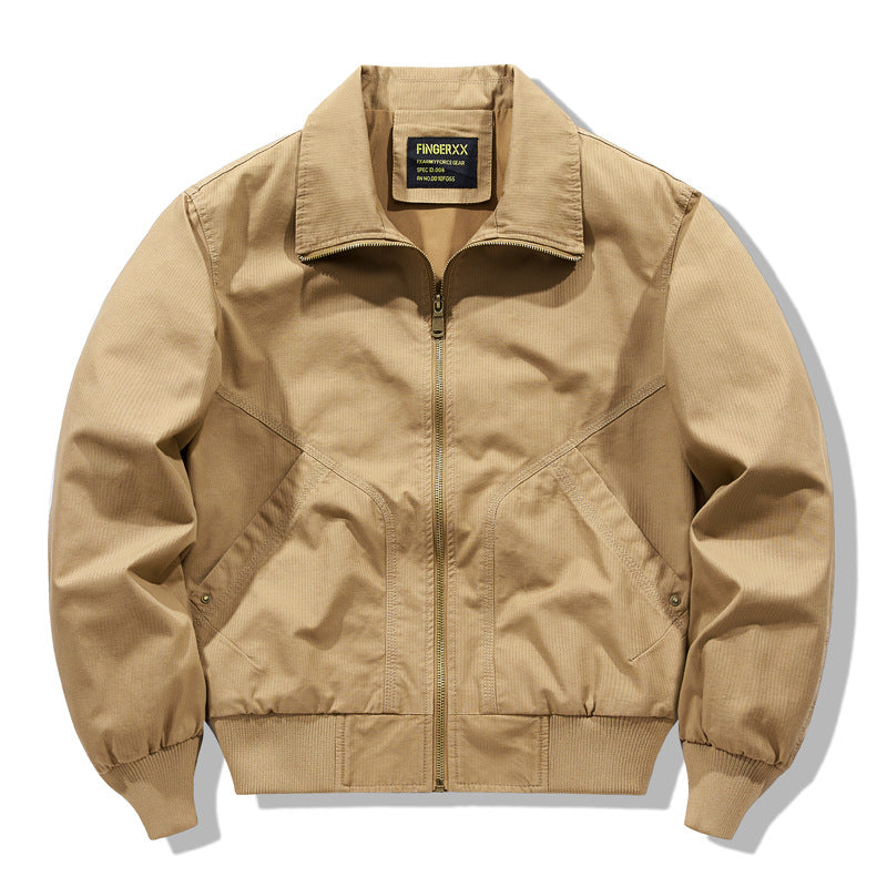 Men's  zip-front collared micro-ripstop bomber with angled seam hand pockets and elasticated cuff hem EB