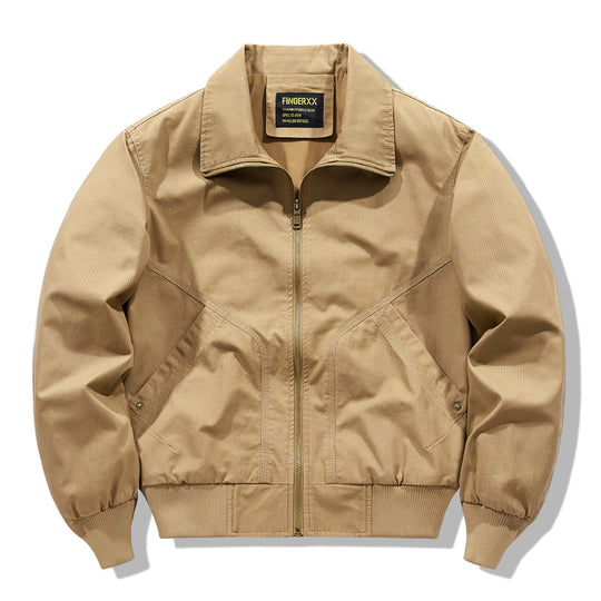 Men's  zip-front collared micro-ripstop bomber with angled seam hand pockets and elasticated cuff hem EB