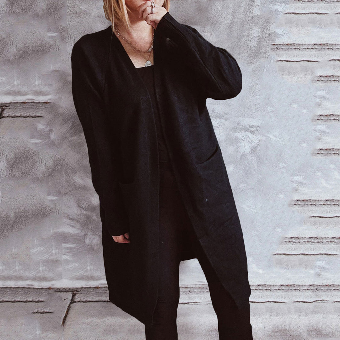Damen lässiger Strickcardigan mit offenen Fronten und praktischen Taschen EB