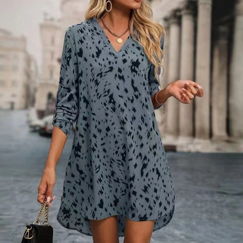 Damen Leichte V-Ausschnitt Tunika Kleid EB