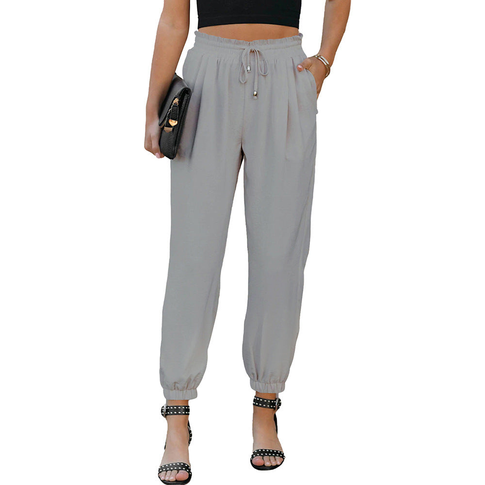 Damen Lässige Freizeithose mit Elastischem Bund und Praktischen Taschen EB