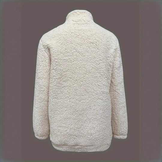 Damen kuscheliger Fleece-Pullover mit kurzem Reißverschluss und originellem Schriftzug EB