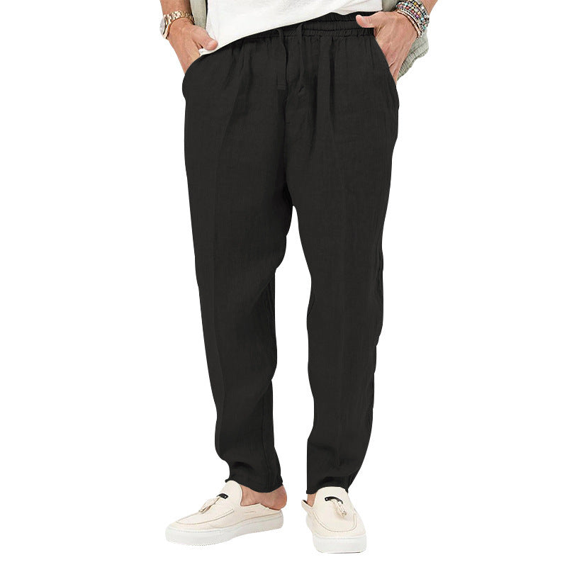 Herren Leichte Leinenhose mit elastischem Bund und praktischen Eingrifftaschen EB